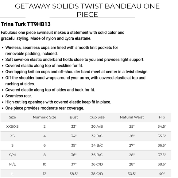 TRINA TURK GETAWAY SWIMSUIT NEW OFF THE SHOULDER - Picture 4 of 4